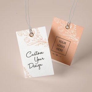 Custom High quality (Thickness 500 GSM) Heavy Duty Hang Tags with Strings, Personalized Clothing Eyelet Tags, Paper Cardstock Hang Tags
