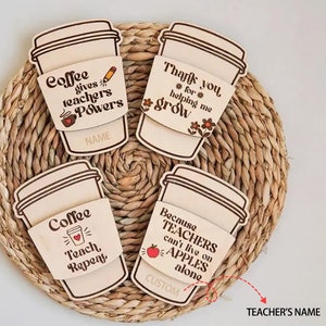 Titular de madera de la tarjeta de regalo del maestro personalizado, regalo de agradecimiento personalizado para los maestros, regalo de la semana de agradecimiento al maestro, titular de la tarjeta de regalo de café