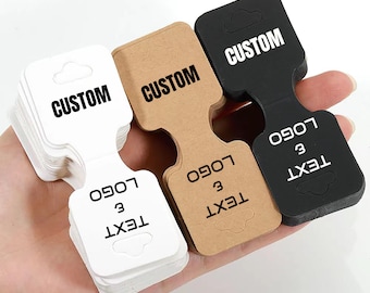 3.5*1.4&#39;&#39; Sturdy Custom Fold Over Jewelry Hang Tags-Top Fashion Brands Personalized Necklace Tags- Cards Bracelets Headbands Display Labels