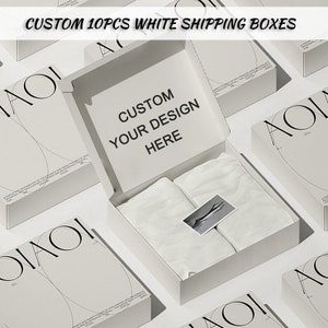 10 cajas de envío de cartón blancas personalizadas, caja de envío personalizada para negocios/Baby Shower/dama de honor, envío rápido, ecológico