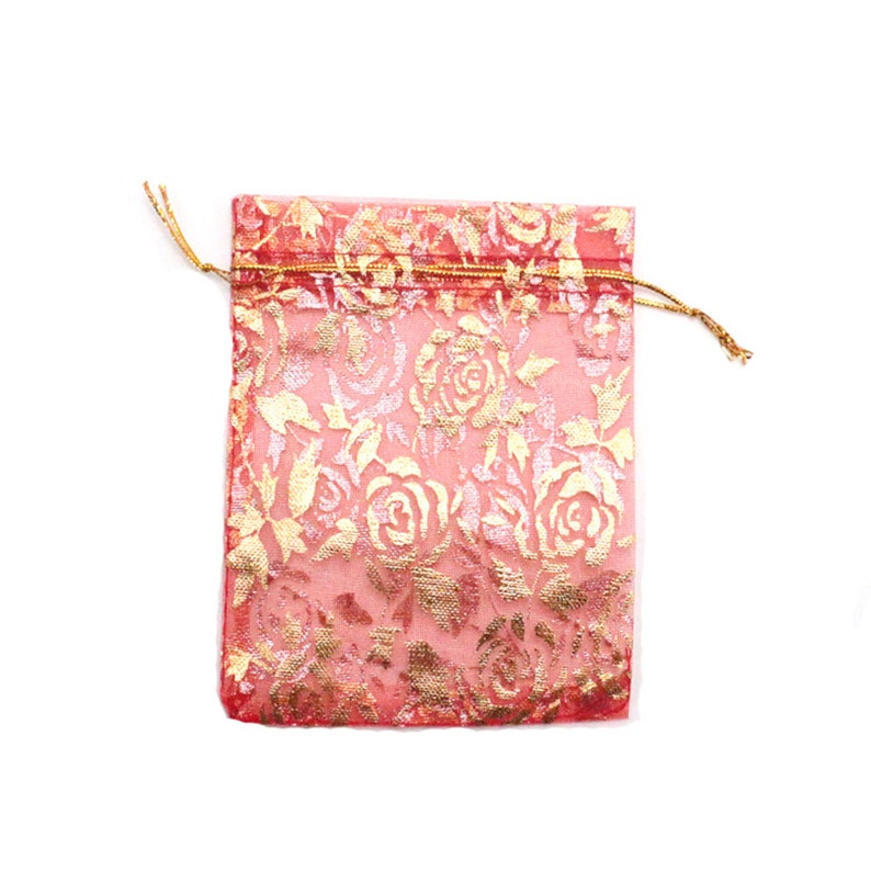 100 sacs en organza doré rose, pochette pour cadeaux de mariage avec cordon de serrage, pochette à bijoux pochette cadeau de fête pochette pour bonbons #1 Red
