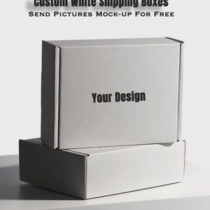 Cajas de cartón personalizadas para envíos, color blanco (5 unidades), para negocios, baby showers y damas de honor. Envío rápido y ecológico.