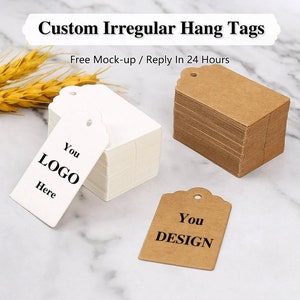 Étiquettes volantes irrégulières personnalisées, faites main avec des étiquettes d'amour (épaisseur 300 g/m²), étiquettes personnalisées pour fête/mariage avec logo, étiquette de remerciement, étiquettes de prix