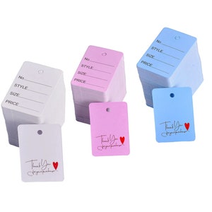 3.5cmx5cm Rectangle Clothing Price Tag (Thickness 300 GSM) White/Pink/Blue Writable Price Tags Labels, Retail Merchandise Tags, Garment Tags