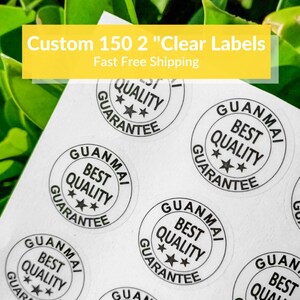 Custom 150 2&quot; Circle Clear Labels, Transparent Round Stickers, Bussiness/Wedding/Gift Labels, Waterproof, High Resolution and Quality