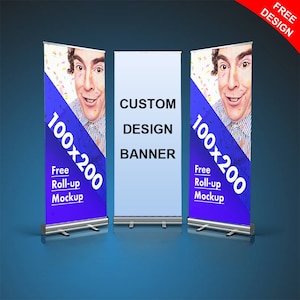 Personalized Roll Up Banners and Signs,Customize Retractable Banner Stand for Home Use & Advertising Stores Trade Show Events Birthday Party