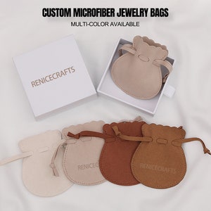 50 PCS Personalized Jewelry Pouch Bags, Multi-color Cute Lucky Bags, Custom Microfiber Jewerly Packaging Pouch for Gift/Business/Wedding