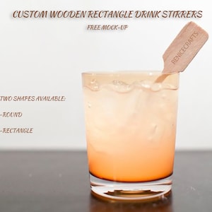 Personalized Wood Rectangle Engraved Drink Stirrers, Custom Coffee Stir Sticks with your design, Favor Decor for Wedding/Party/Anniversary
