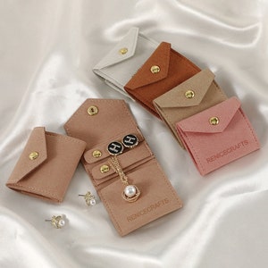Personalized 50pcs Mini Microfiber Travel Jewelry Roll, Custom Jewelry Organizer Pouch with your logo/text, 14×6cm,Multi-color Necklace Bag