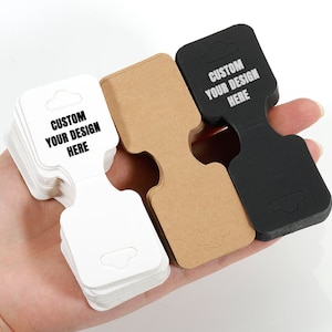Gepersonaliseerde vouw-over ketting display tag-kaart, aangepaste hangende kaarten voor sieraden/armbanden/haarbanden/scrunchies, armbandhouderkaarten
