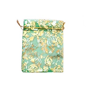 100 sacs en organza doré rose, pochette pour cadeaux de mariage avec cordon de serrage, pochette à bijoux pochette cadeau de fête pochette pour bonbons #4 Green