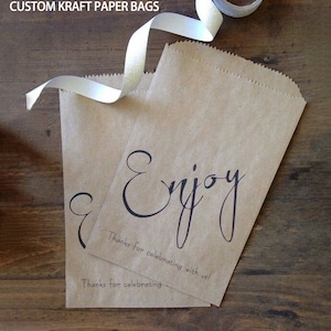 Personalized Kraft Wedding Favor Bags, Wedding/Party/Engagement/Anniversary Lined Paper Bags, Handmade with Love,Donut Bags/Cookie Bags
