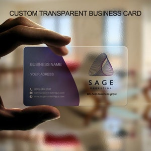 Carte de visite transparente personnalisée, Cartes de visite en plastique acrylique transparent avec votre design, Carte de visite à code QR avec coins arrondis