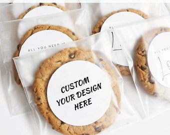 Personalized Frosted Clear Cookie Bag and Stickers with your design,Favor Package for Wedding/Baby Shower/Business/Cookie,Handmade with love