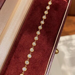 Pulsera de tenis de oro macizo de 18 quilates con diamantes / Pulsera de tenis con bisel de oro / Regalo de joyería fina imagen 1