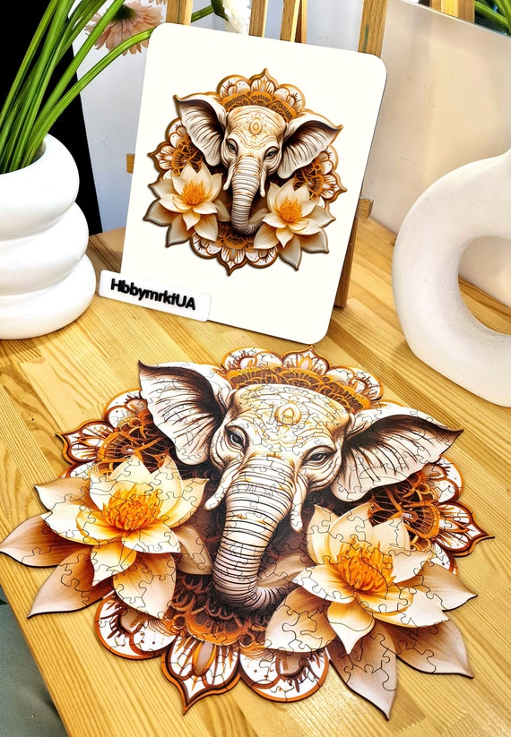 Elephant Mandala Jigsaw Puzzle – 1000 Pieces Colorful Challenging Puzzle For Adults & Families - View #2