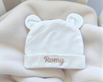 Bonnet Brodé Personnalisé - Accessoire Bébé brodé - Bonnet personnalisé nouveau né | Cadeau de naissance