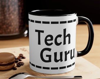 Tech Support "Tech Guru" Two-Tone Accent Coffee Mug - Elevate Your Tech-Savvy Style! - Ver.2
