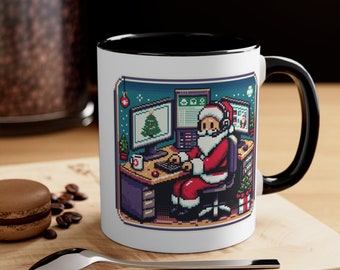 Santa in Tech Support Christmas Coffee Mug - Where Holiday Cheer Meets Tech Expertise