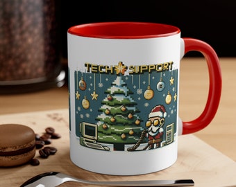 Tech Support Santa Christmas Tree Coffee Mug