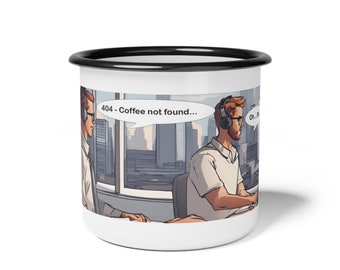 404 - Coffee Not Found Office Vibes Enamel Camp Cup