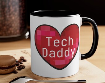 Tech Daddy, Pixel Heart - Accent Coffee Mug, 11oz v2