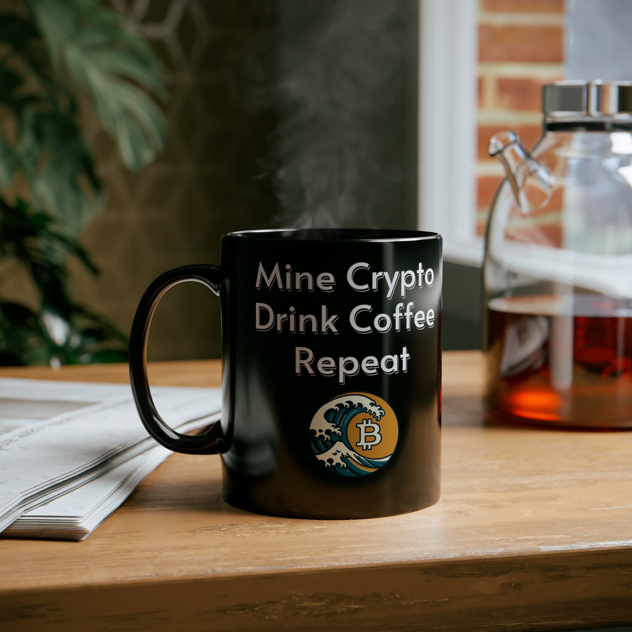 Estrae criptovalute, bevi caffè, ripeti - BTC, tazza nera Bitcoin (11 once,  15 once) - Etsy Italia