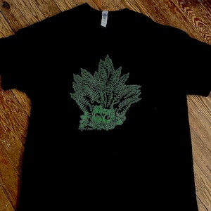 Living Dead tee - August Press screenprinted art waterbased original design Tshirt handmade 100% cotton skull ferns snails nature plants