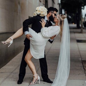 Dramatic Sheer Tulle Wedding Veil | Simple Lightweight Design for Brides