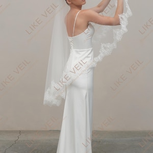 Classic 2 Tier Lace Edge Veil | Soft Tulle Design for Brides