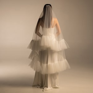 Bridal Wedding Veil, Veil for Bride, Ruffled Bridal Veil, Ruffletulle Veil, Modern Wedding Veil, Princess Veil, Etsy Wedding Veils