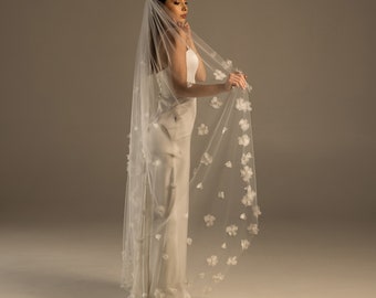 Flower Wedding Veil, 3d Lace, Wedding Veil Flower, Flower Girl Veil, Floral Veil Wedding, Wedding Cathedral