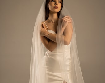 Minimalist Soft Tulle Cathedral Veil | Sheer Lightweight Design for Brides