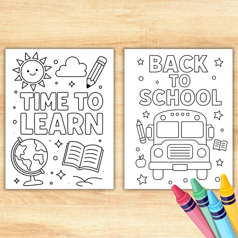 Back to School Coloring Pages: First Day Activity (digital Download ...