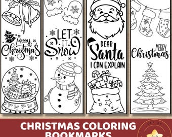 Christmas Printable Bookmarks: Coloring Kids Activity (Digital Download)