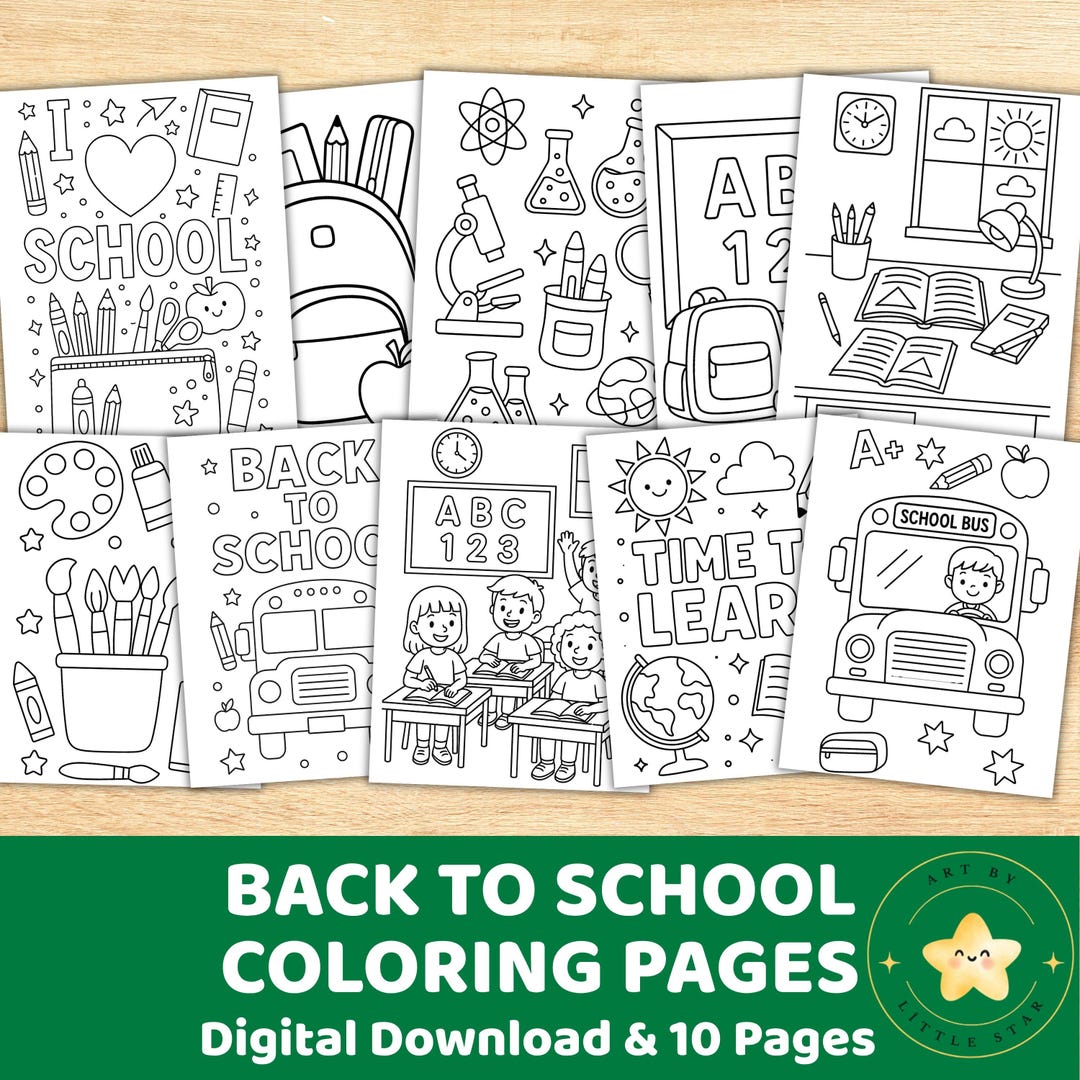 Back to School Coloring Pages: First Day Activity (digital Download ...