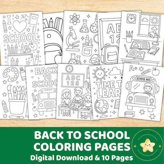 Back to School Coloring Pages: First Day Activity (Digital Download, PDF)