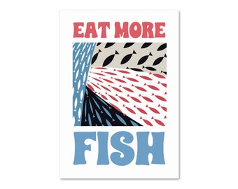 Eat More Fish Poster | Kitchen Print | Wall Art | Home Decor | Cafe Poster | Fish Shop | Vegetarian