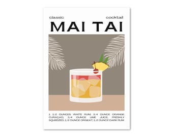 Mai Tai Cocktail Poster | Recipe Print | Wall Art | Home Bar