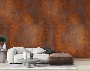 Rusty Copper Metal Wallpaper , Tumbled Looking Office Mural , Old Looking Peel And Stick Wallpaper , Abstract Rusty Copper Wall Mural