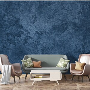 Blue Concrete Look Wallpaper: Modern Peel and Stick Wall Decor