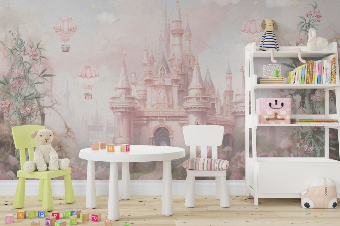 Princess Pink Castle Kids Wallpaper , Princess Castle Peel and Stick ...
