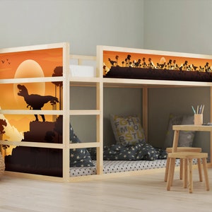 Dinosaur Sunset IKEA Kura Bed Children&#39;s Decal for Kids , Dinosaur Bed Decal , Children&#39;s Room Dinosaur Decal , Dinosaur Kids Bed Sticker