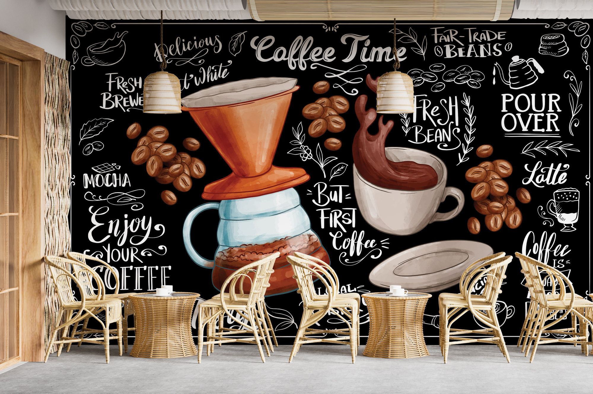 Elegant Customizable Cafe Coffee Wallpaper French Cafes Stylish Coffee