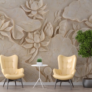 3D Floral Wallpaper: Embossed Peel and Stick Mural