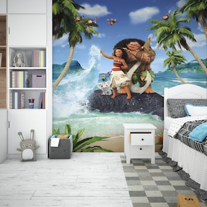 Papel de parede infantil com tema de personagem de desenho animado Moana, papel de parede infantil com tema de personagem de desenho animado Vaiana, presente para bebê