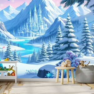 アナと雪の女王のエルサをテーマにした子供部屋の壁紙、アナと雪の女王の子供の壁紙、エルサの漫画キャラクターの子供部屋の壁紙、子供の壁紙、アナと雪の女王の子供