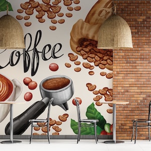 Customizable Coffee Shop Wallpaper: French Cafe Wall Mural