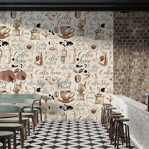 Carta da parati elegante personalizzabile per bar - Carta da parati murale elegante per bar - Carta da parati murale per bar Bistrot - Carta da parati facilmente rimovibile
