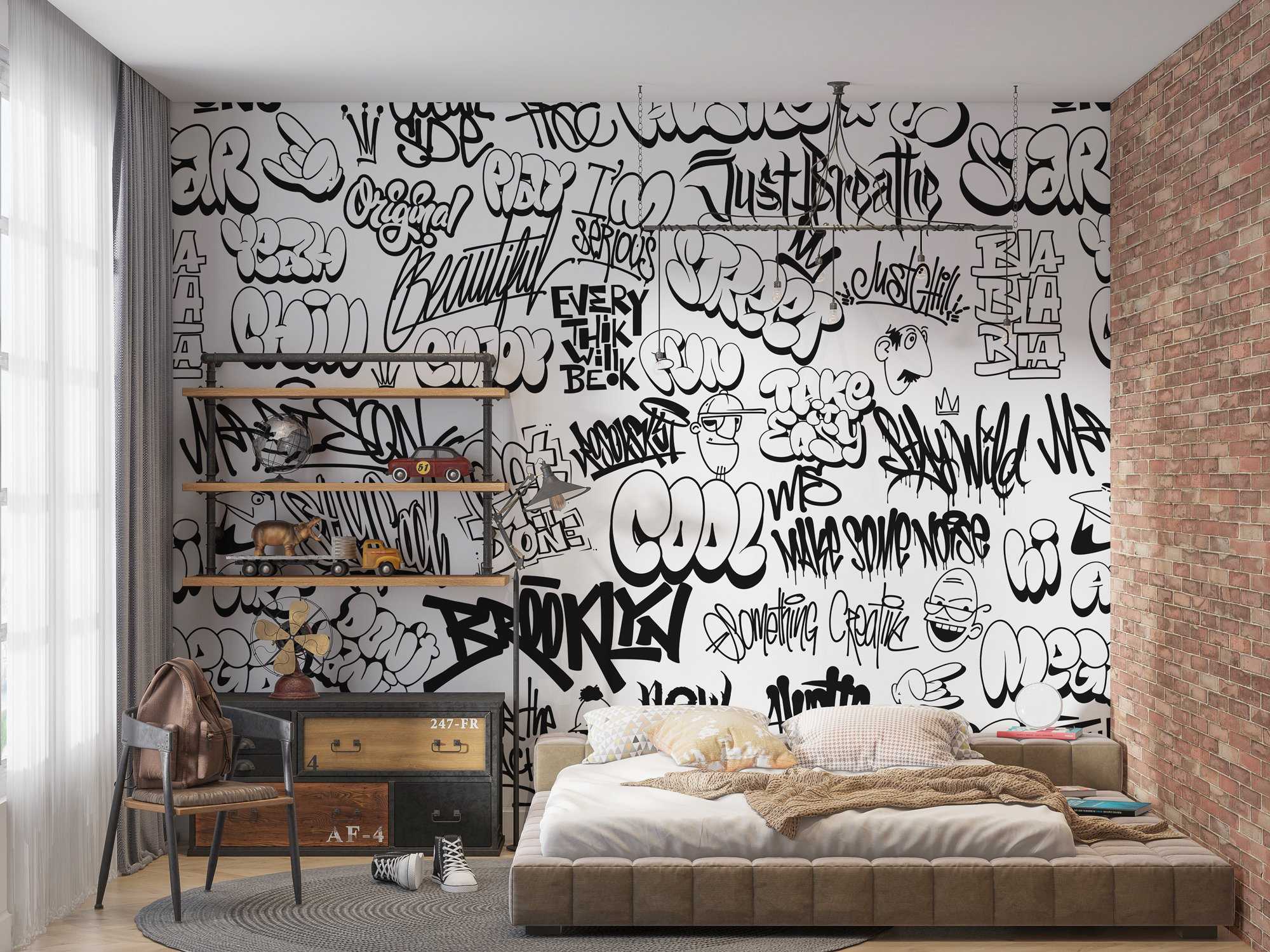 Graffiti Writing Youth Room Mural , Kids Room Wallpaper with Graffiti , Graffiti Wallpaper Living Room , Peel And Stick Graffiti Wallpaper